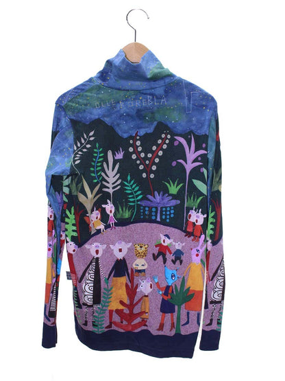 アルベロベロ 432410 カットソー F グリーン アニマルモチーフ 星空 ハイネック ITGG39QAEH4K