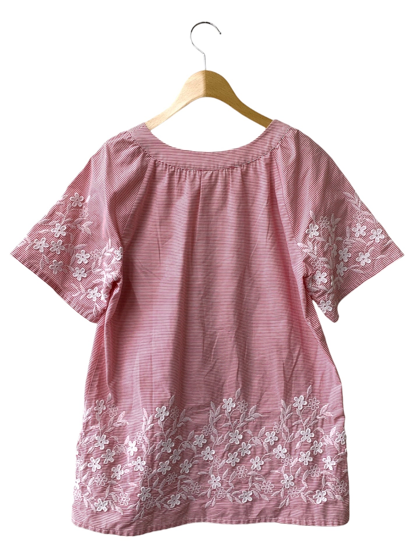 ギャラリービスコンティ 1220819 シャツ 2 レッド/ホワイト 半袖 ストライプ  花柄刺繍 ITEN266KFSC6