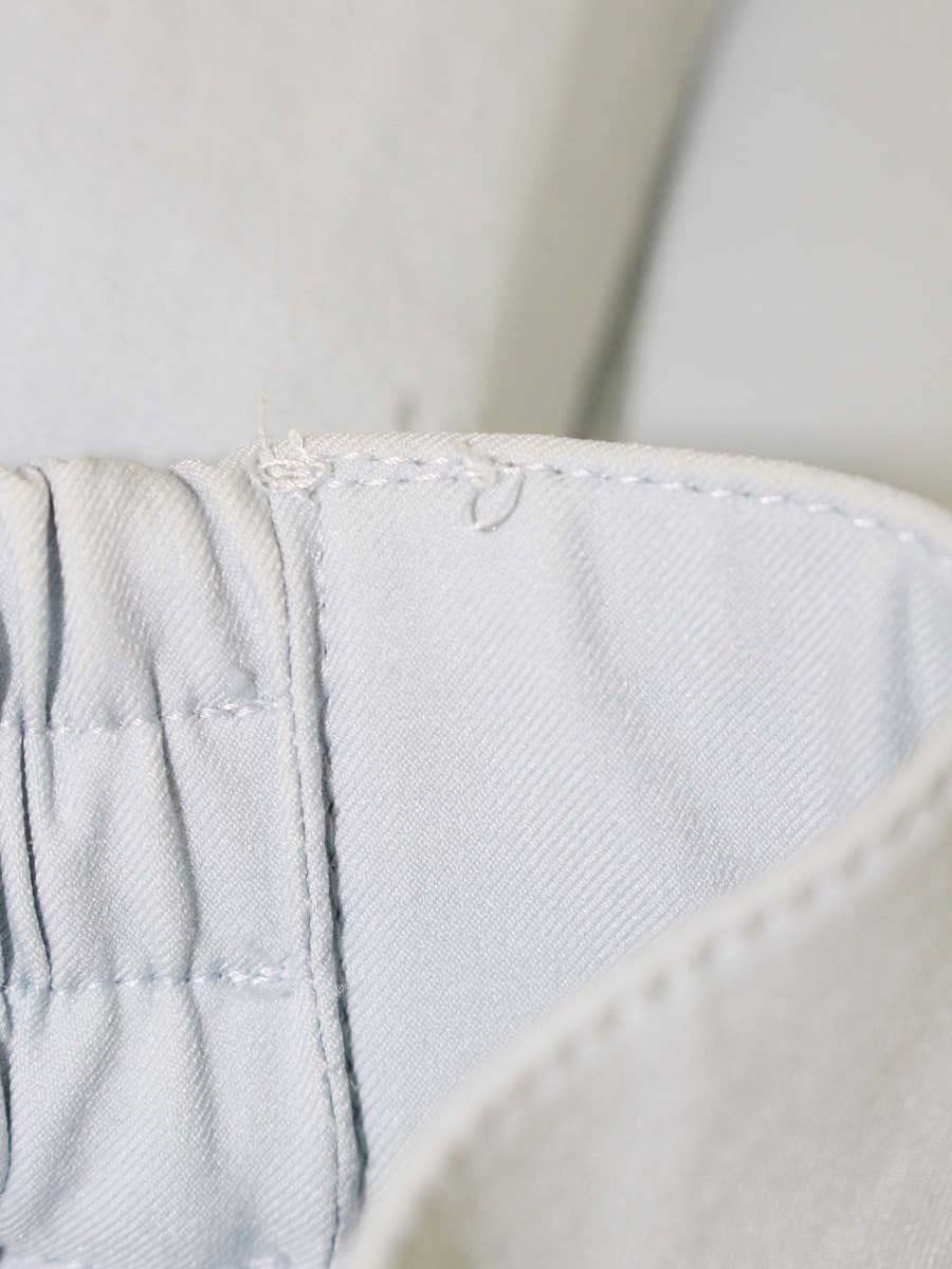 エムズグレイシー 116110 パンツ 36 ブルー リボン付きクロップドパンツ ITBHOXDW531C