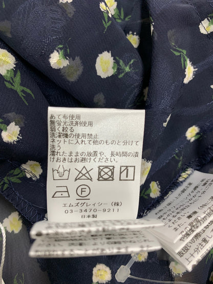エムズグレイシー 410320 トップス 38 ネイビー 花 白襟 IT8CX775U0GX