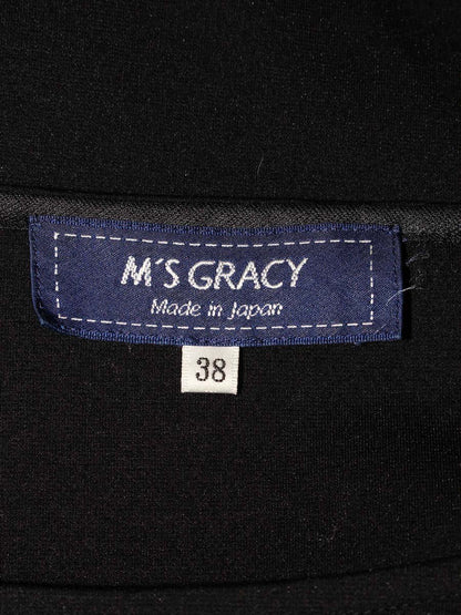 エムズグレイシー 915510 Tシャツ カットソー 38 ブラック リボン 異素材切替 ITEJ4E0BOI68