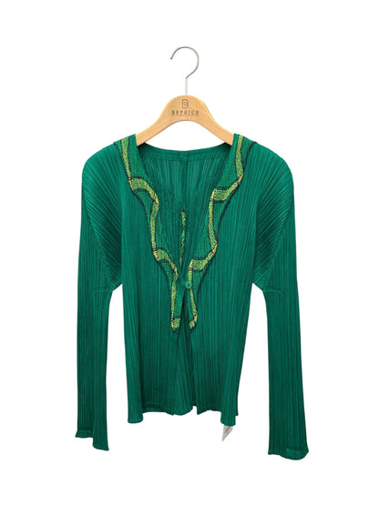 プリーツプリーズイッセイミヤケ PP21-JO425 カーディガン 3 グリーン ITLW6QEVZ8MD