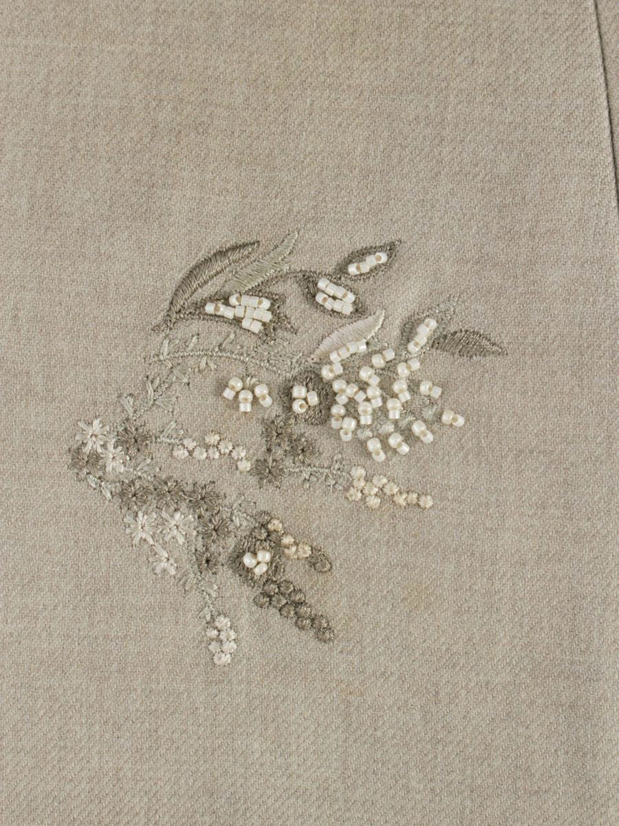 フォクシー 41774 スカート 38 グレージュ フラワー刺繡 ビジュー ITCJR3WFKOO2