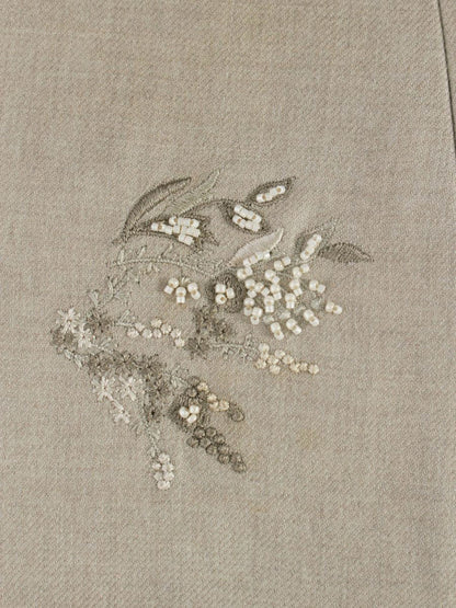 フォクシー 41774 スカート 38 グレージュ フラワー刺繡 ビジュー ITCJR3WFKOO2