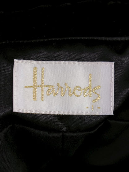 ハロッズ 17500251 ジャケット 1 ブラック ノーカラー ベロア フリル IT3RHBWI07BY