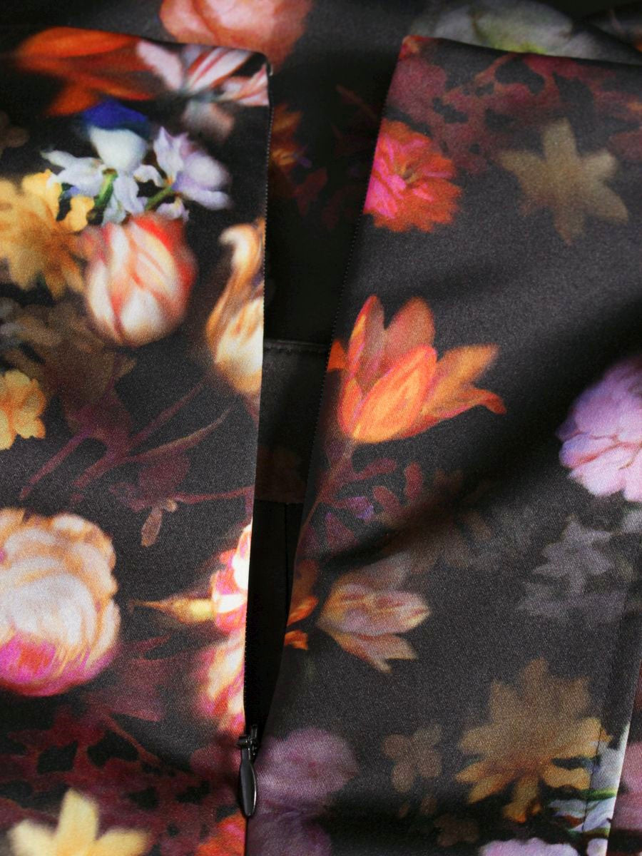 エムズグレイシー 621525 ワンピース 40 ブラック フラワープリント フレアー ITIY9Y5POPNJ