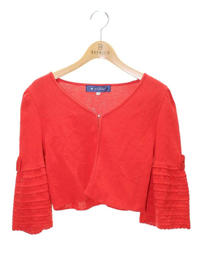 エムズグレイシー 528309 カーディガン 38 レッド リボン フリル ストーン ITRLJC5CS6TK