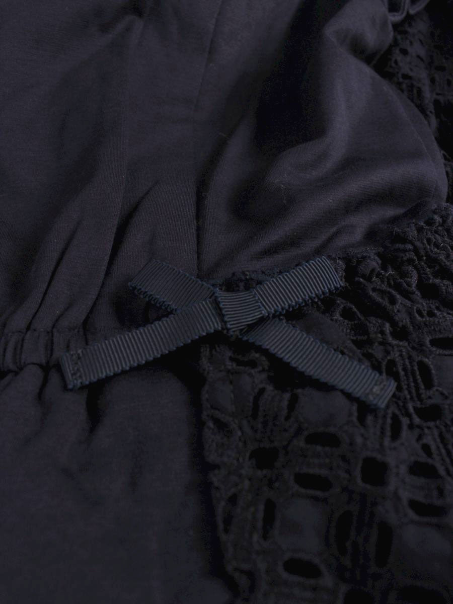 エムズグレイシー 721381 ワンピース 38 ネイビー 切替 カットワーク リボン ITH2H57WTOAO