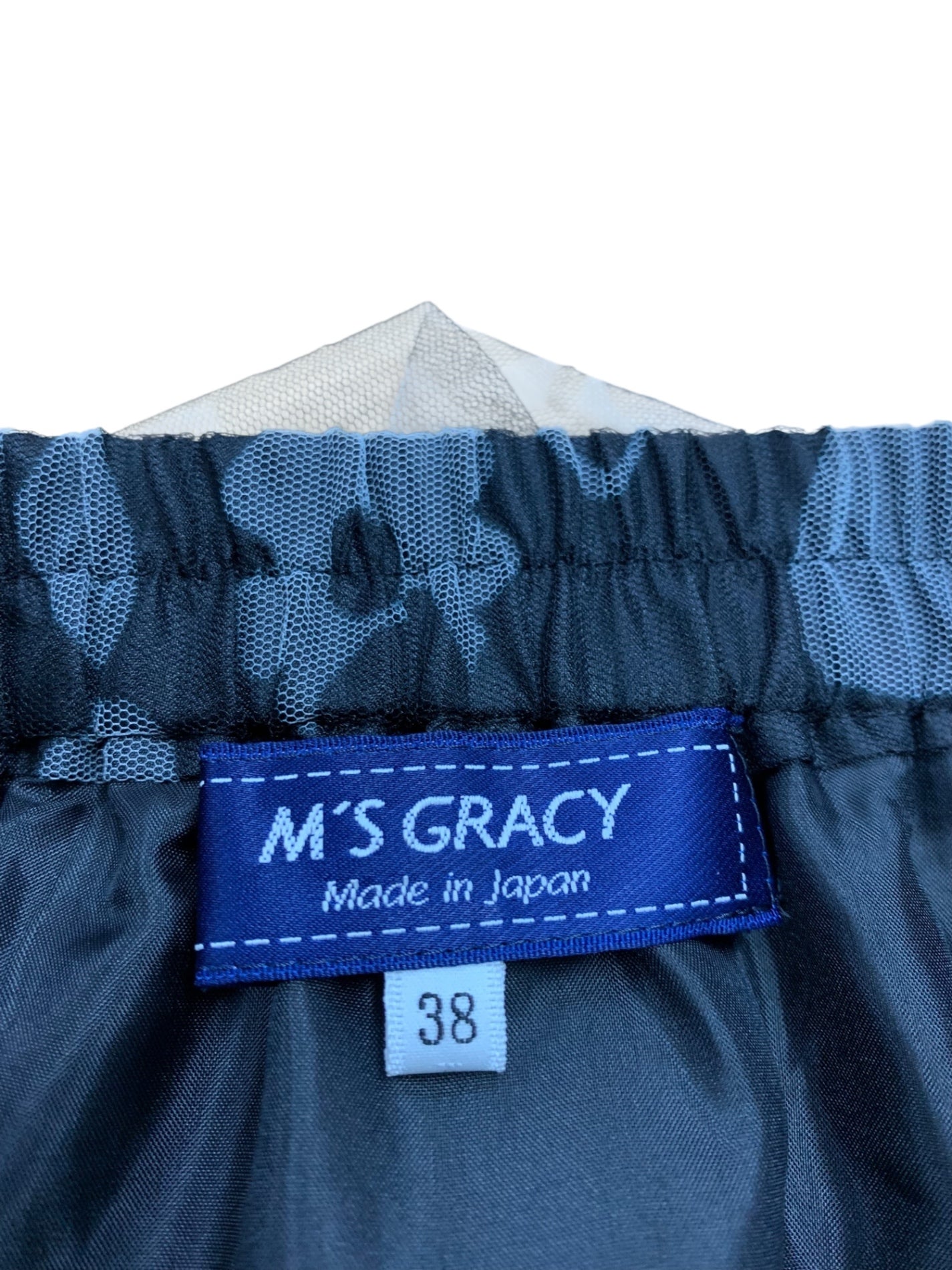 エムズグレイシー 517125 スカート 38 ブラック フラワープリント チュール IT6J5JGTFSBS