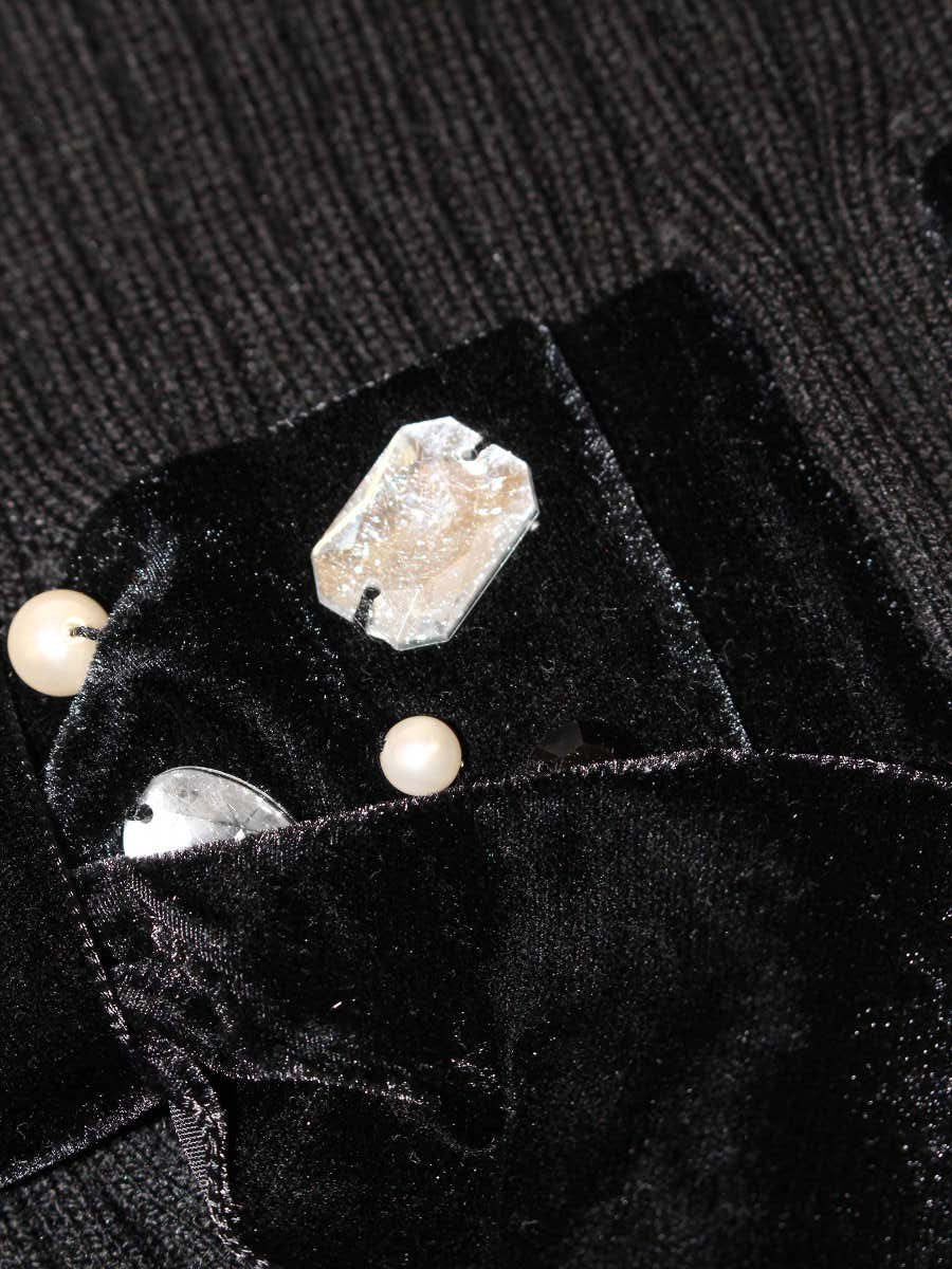 エムズグレイシー 528717 ニット 38 ブラック リボン ベロア ITOJ65ZKIOHI