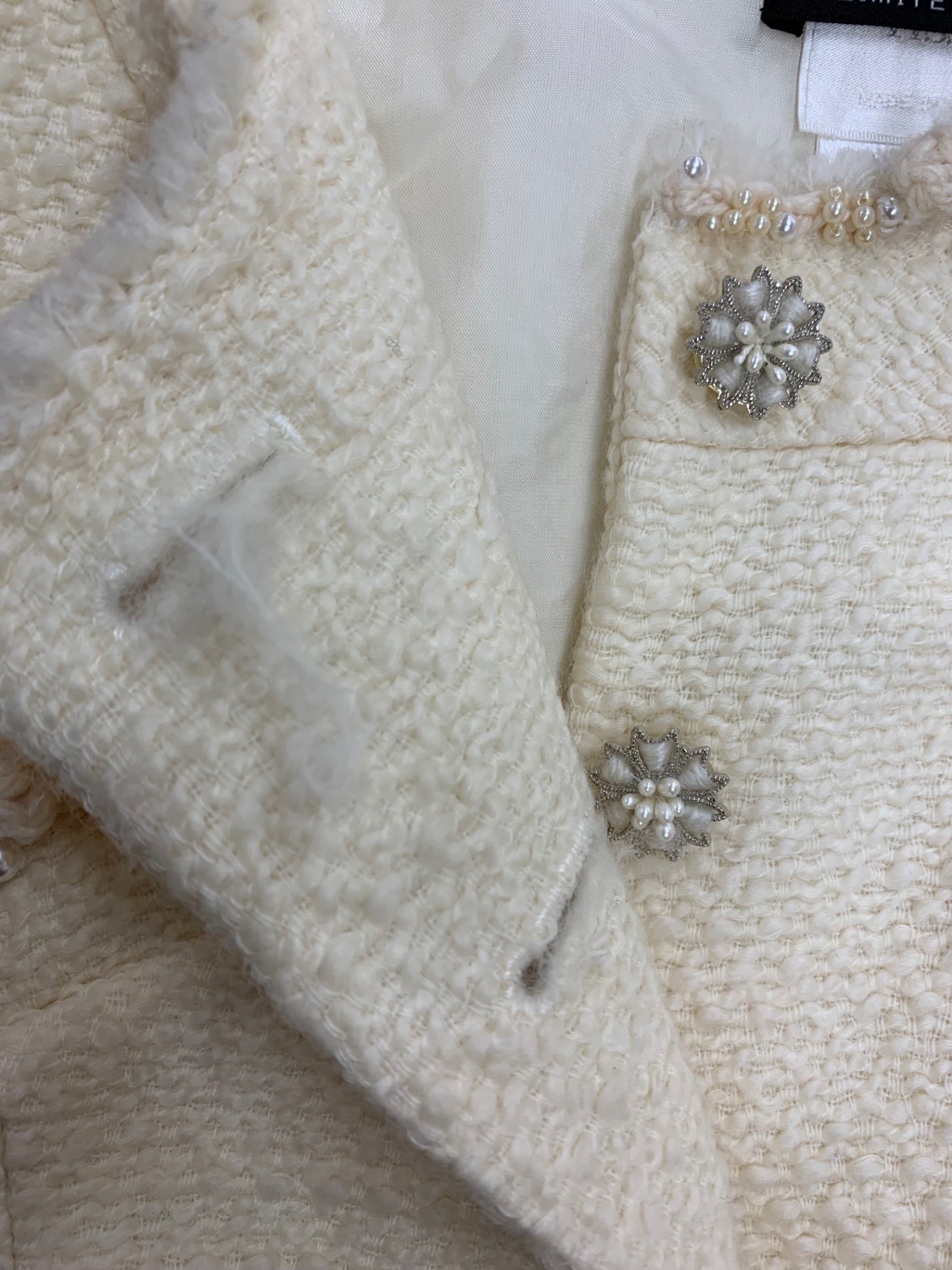 ルネ リミテッドエディション 6043550 ジャケット 36 アイボリー TISSUE ノーカラーツイード パール ITX410PHWV86