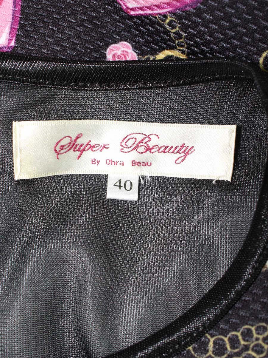 スーパービューティー ワンピース 40 ブラック 香水柄 IT6V4RORSSDM