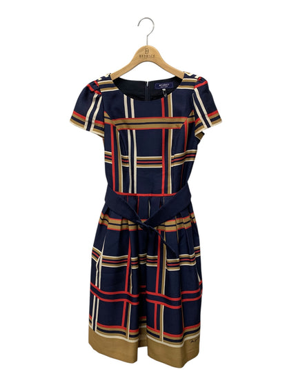 エムズグレイシー 111307 ワンピース 38 ネイビー マリンチェックワンピース IT6DGZWOBOD3