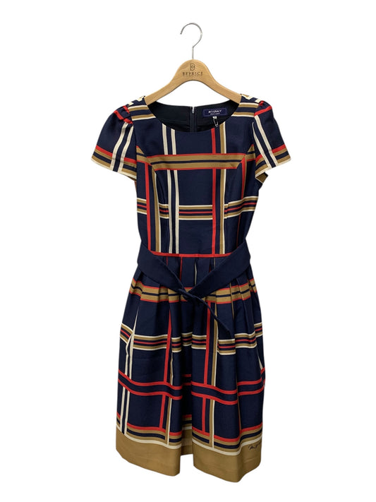 エムズグレイシー 111307 ワンピース 38 ネイビー マリンチェックワンピース IT6DGZWOBOD3