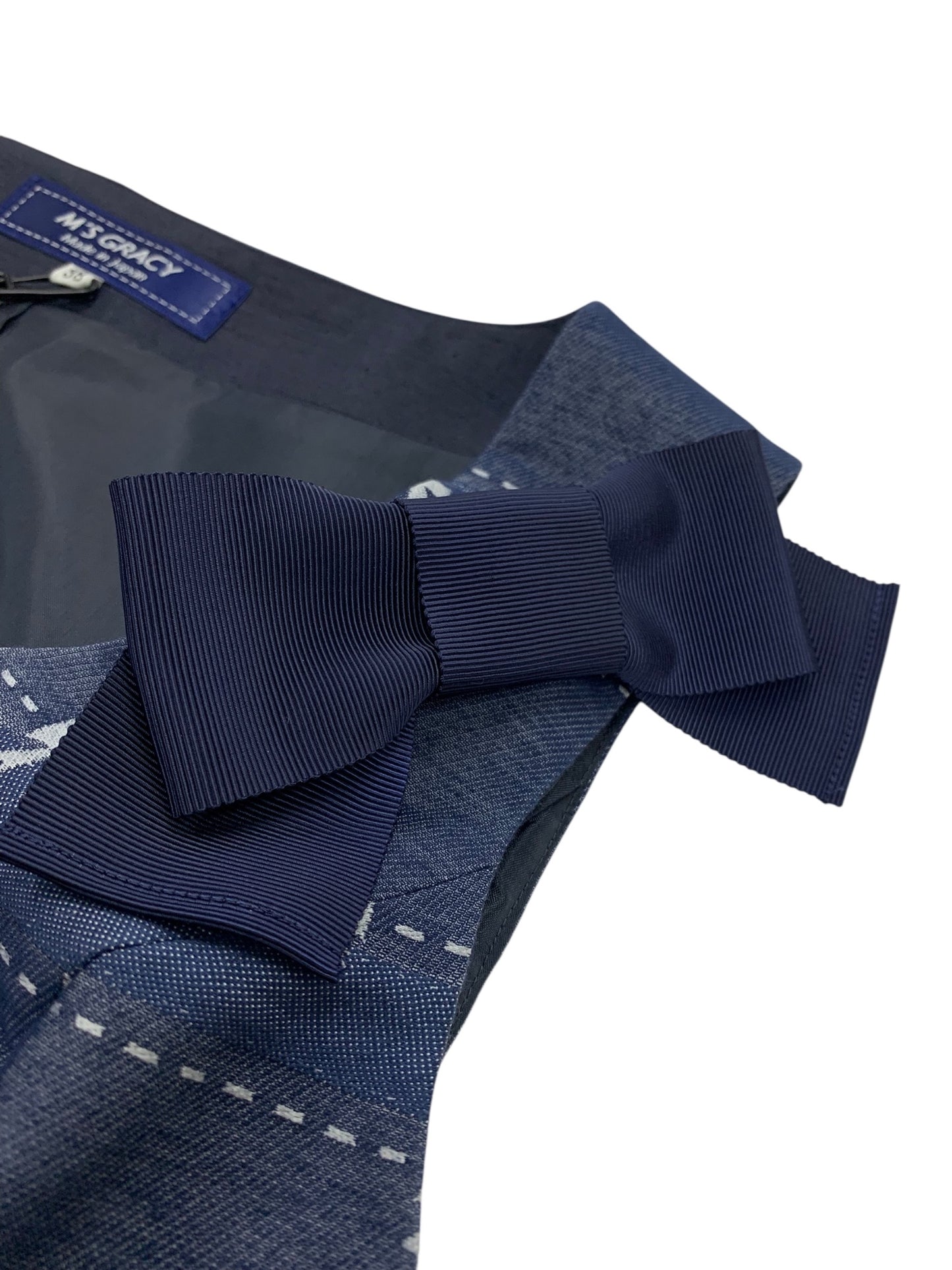 エムズグレイシー 511114 ワンピース 38 ブルー リボン センタージップ IT7WGMIU1NCA 【SALE】