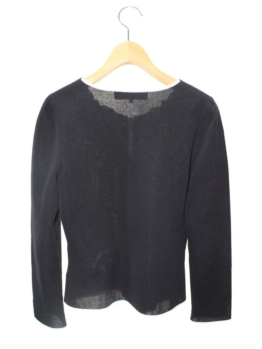 エムズグレイシー 728103 カーディガン 38 ブラック カメリアジップ IT1VS36FEY84