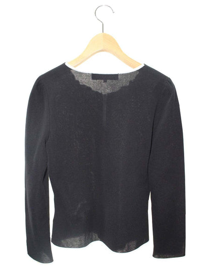 エムズグレイシー 728103 カーディガン 38 ブラック カメリアジップ IT1VS36FEY84