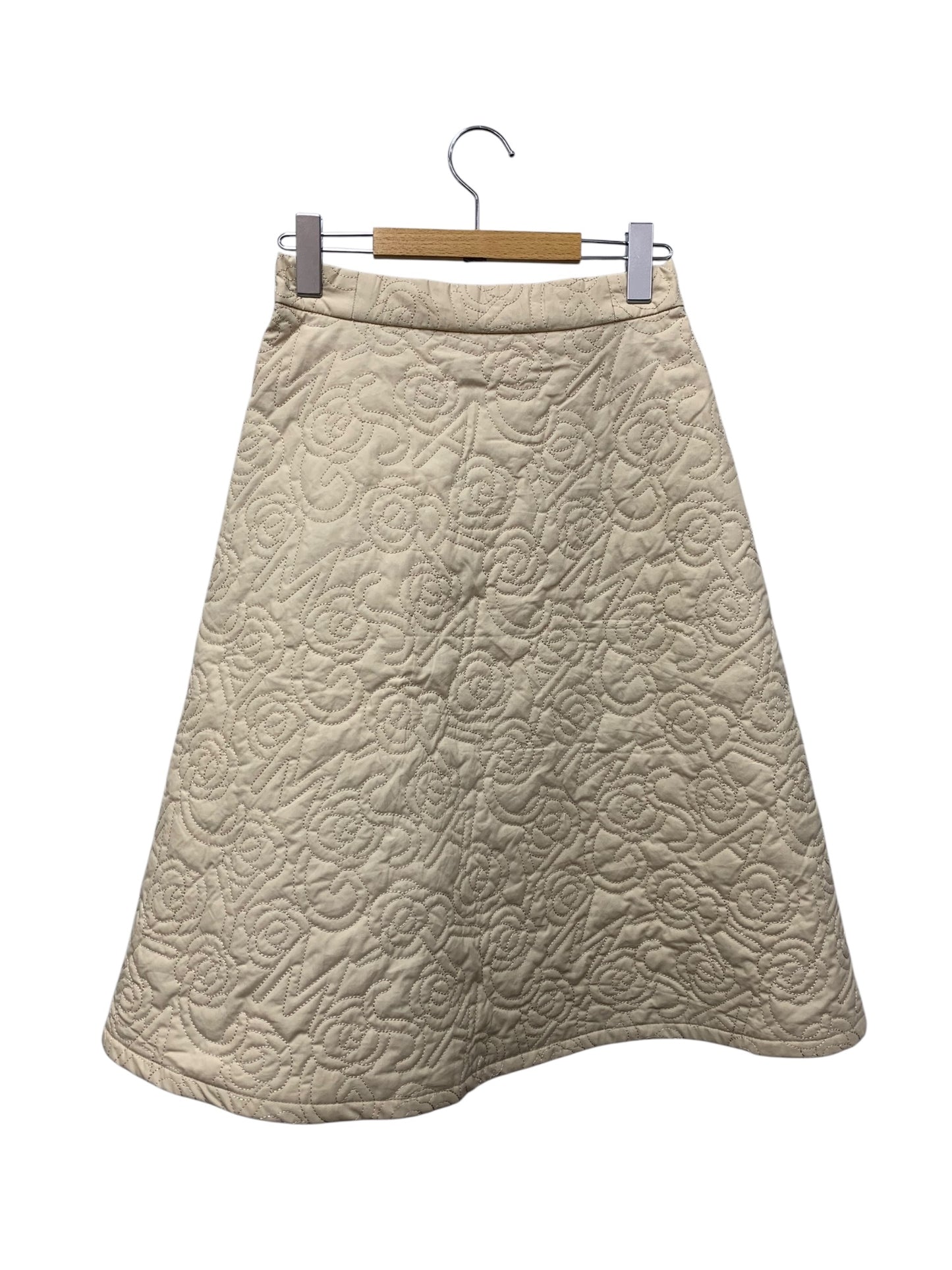 エムズグレイシー 517119 スカート 36 ベージュ カメリア ロゴ 刺繍 フレア IT43GXTK44RK