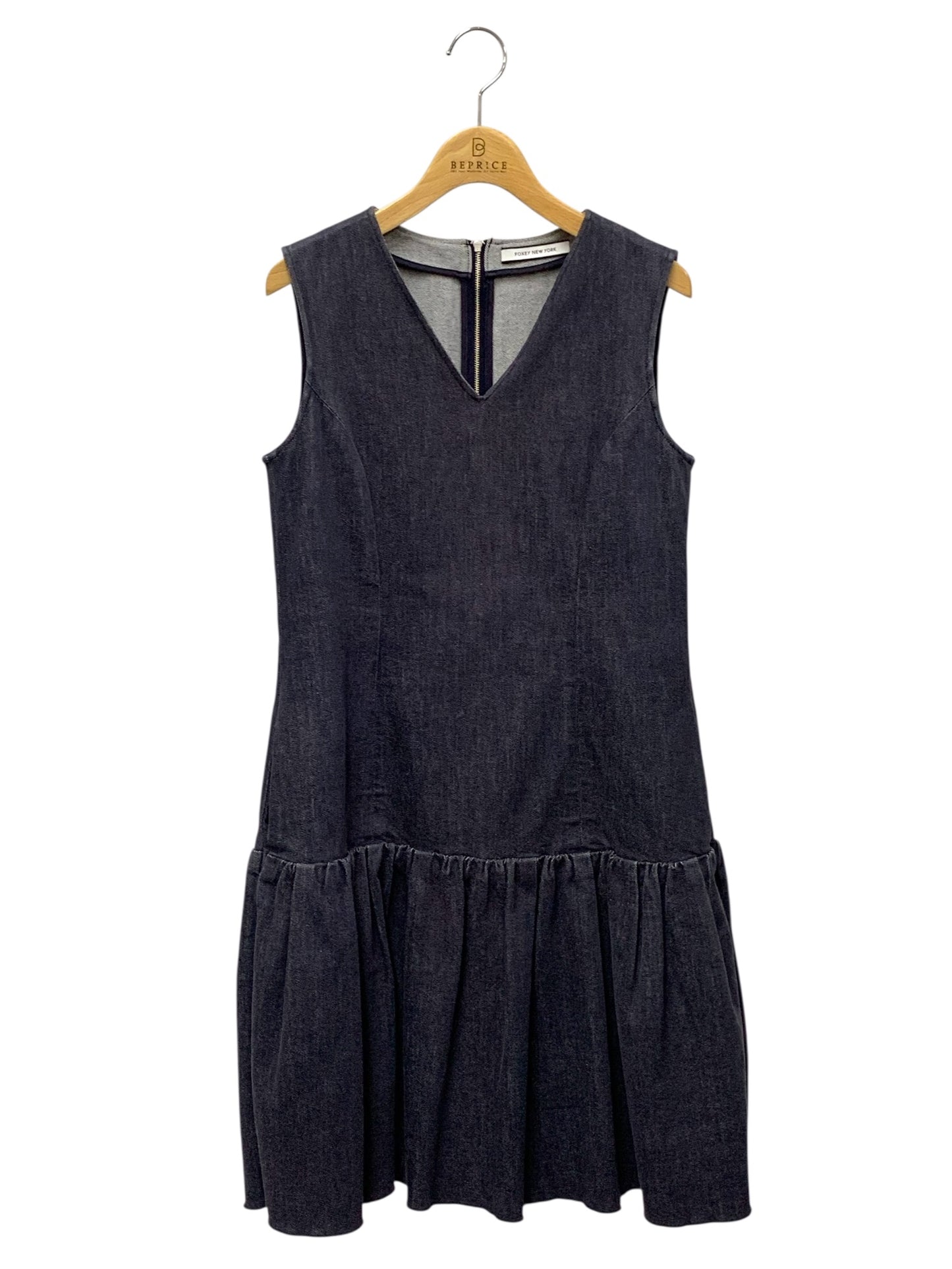 フォクシーニューヨーク 39368 ワンピース 38 ネイビー デニム フリル IT8N37Y6PRFO