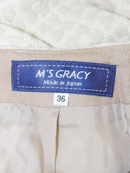 エムズグレイシー 917553 スカート 36 ベージュ フラワーモチーフ ウール フレアー ITYX12GRFGQI