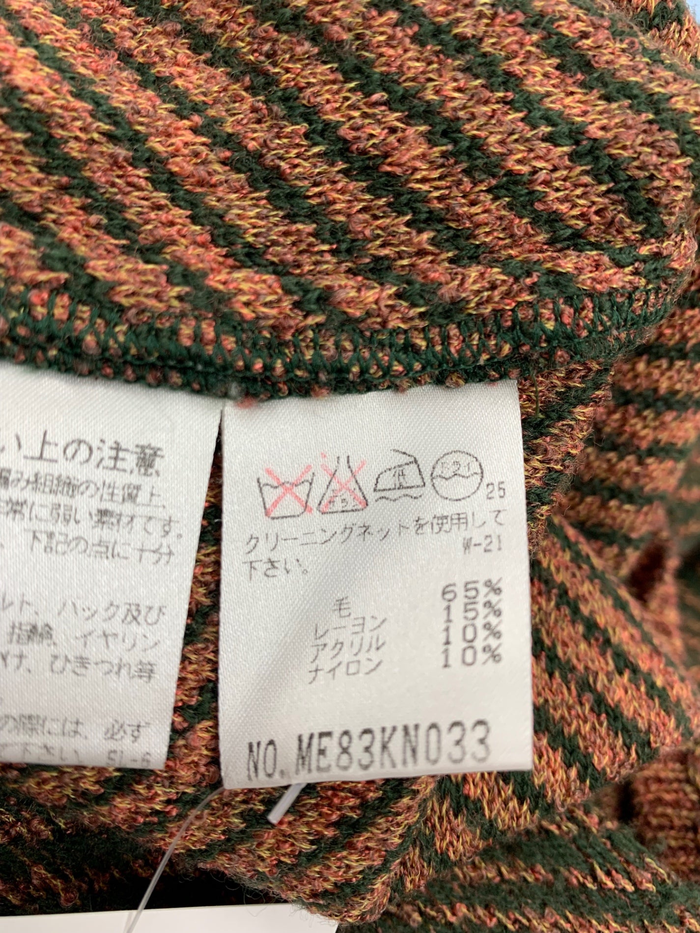 イッセイミヤケメン ME83KN003 クルーネックニット M グリーン レジメンタルストライプ 銀タグ ITZ936FCWXHG 【SALE】