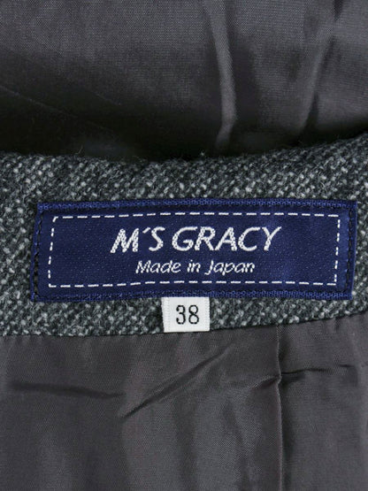 エムズグレイシー スカート 38 グレー ベロア スパンコール リボン IT3IKBRIPIIW