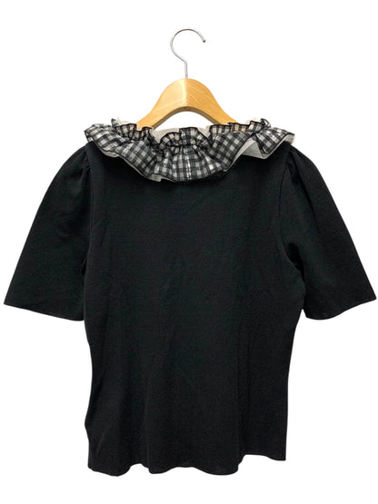 エムズグレイシー 518328 プルオーバー 38 ブラック フリル リボン チェック IT7HKPFP6BDO 【SALE】