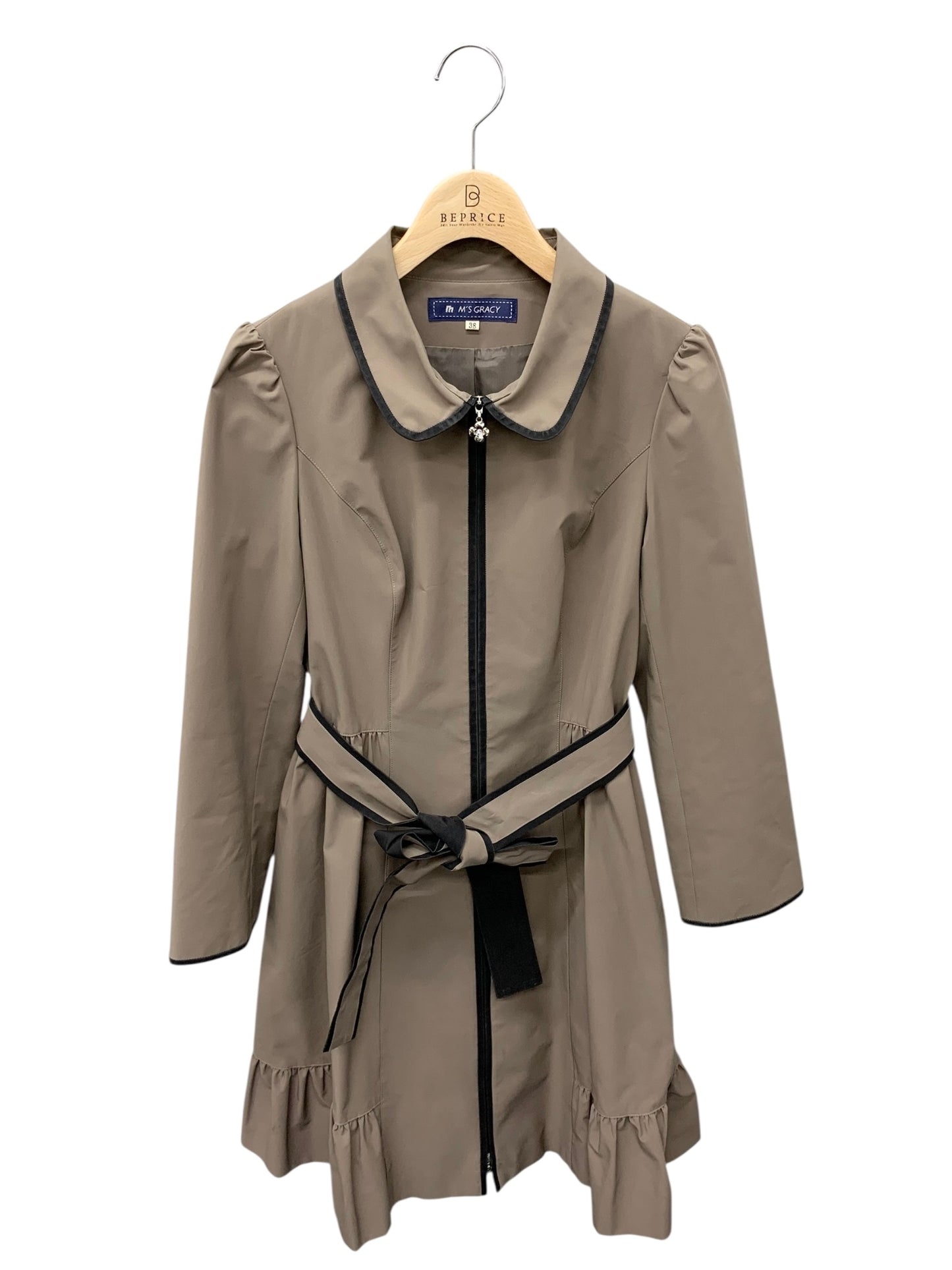 エムズグレイシー 529502 コート 38 ブラウン カメリア Wジップ ウエストリボン ITY52JH4IJPQ