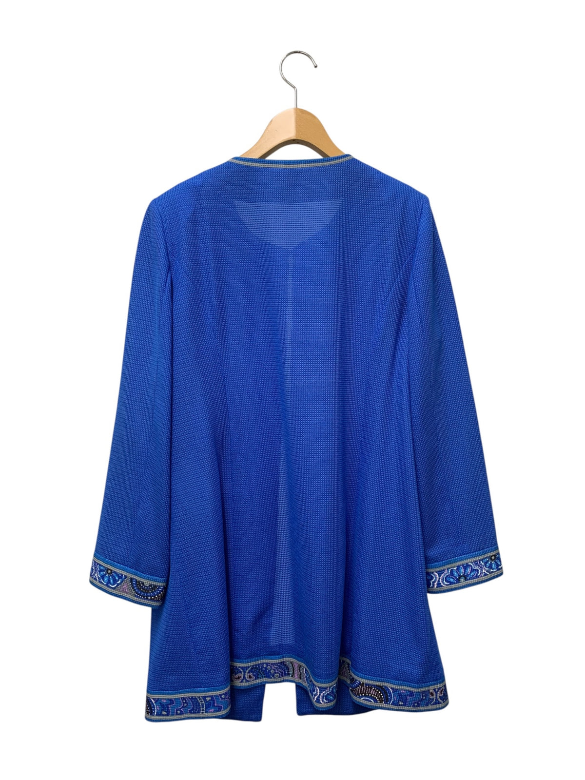 レオナールファッション 0331351 ノーカラージャケット 42 ブルー ロング メッシュ ITTVQSLYI6F4