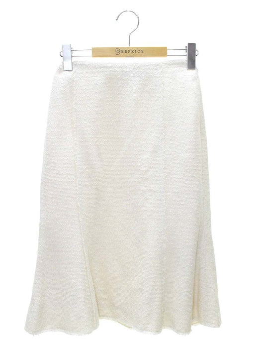 エポカ KF167-060-40 スカート 38 ホワイト ツイード ラメ フリンジ Aライン ITUA158XKCV4