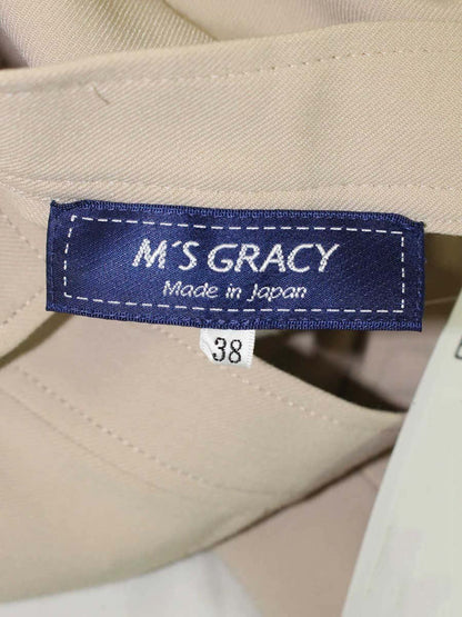 エムズグレイシー 0165 テーパードパンツ 38 ベージュ パール センタープレス IT0D3IJCIG36