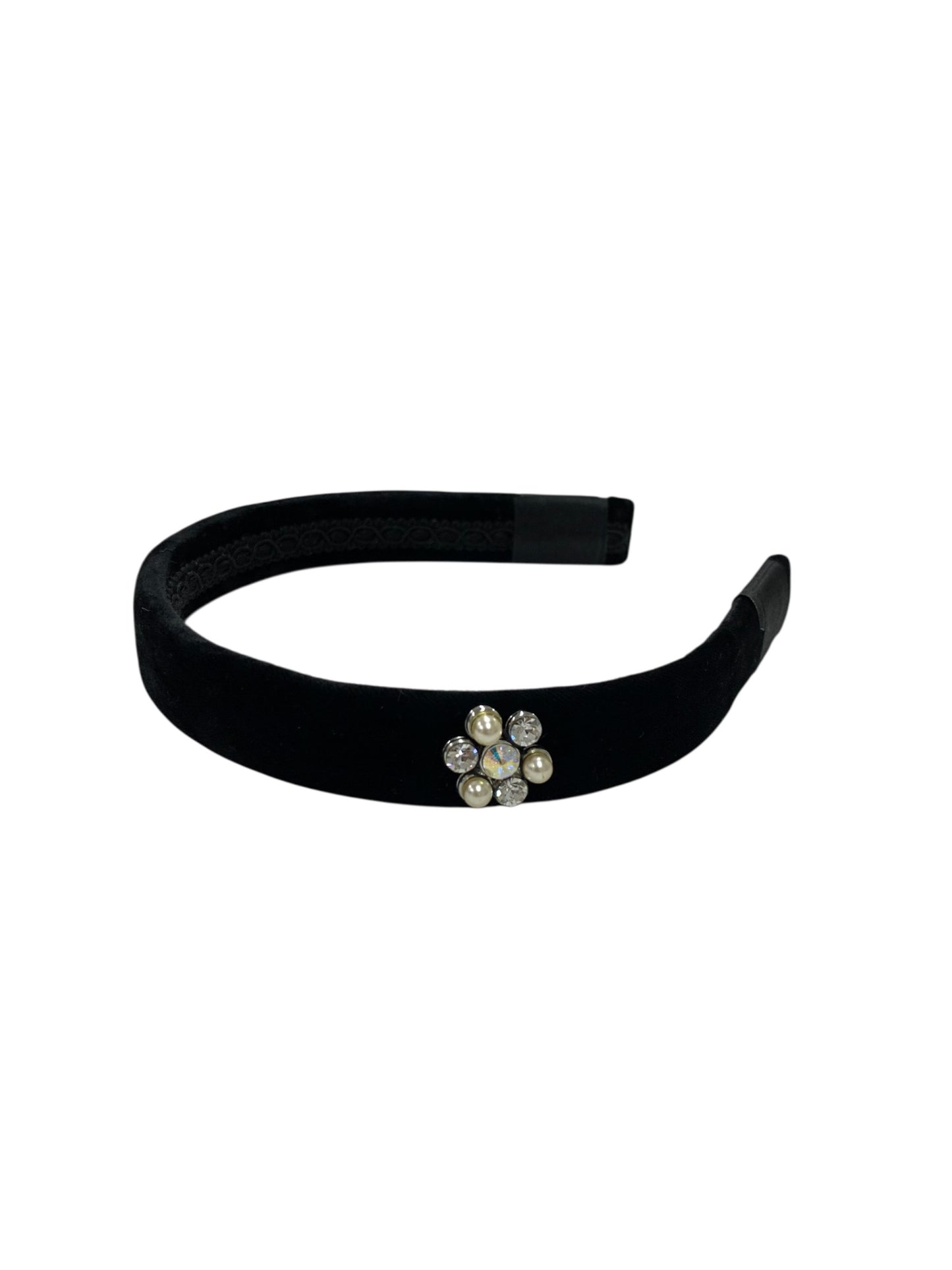 アッカ カチューシャ ブラック ヘアアクセサリー ベロア パールビジュー IT2UVZFZ64R4