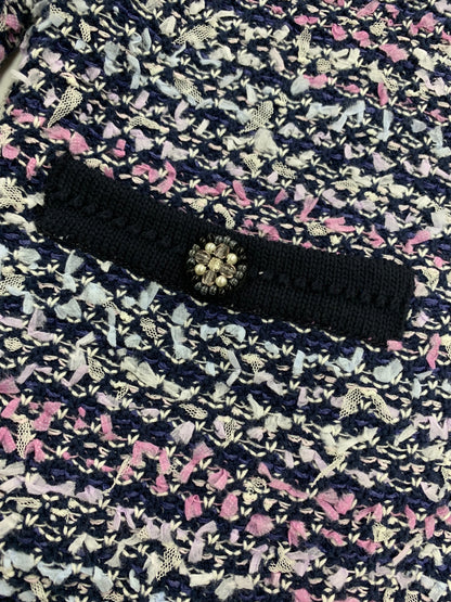 トゥービーシック W5E11-393-36 ジャケット 42 ネイビー ノーカラー ツイード IT8YUB8PJJ24 【SALE】