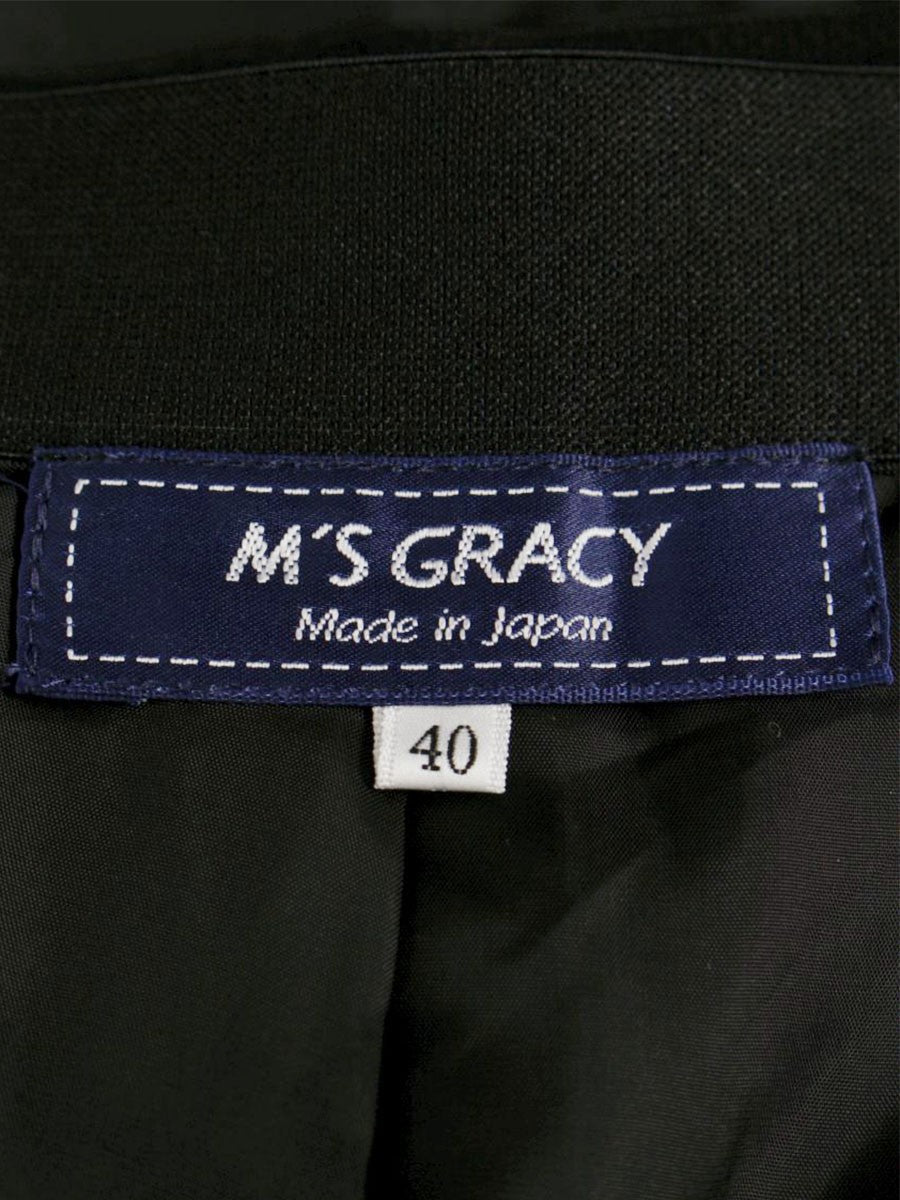 エムズグレイシー 817706 スカート 40 ブラック ウール カメリア ITY2CD6LJX1W