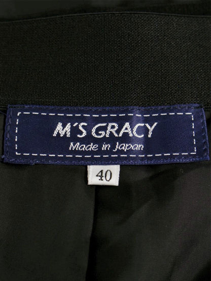 エムズグレイシー 817706 スカート 40 ブラック ウール カメリア ITY2CD6LJX1W