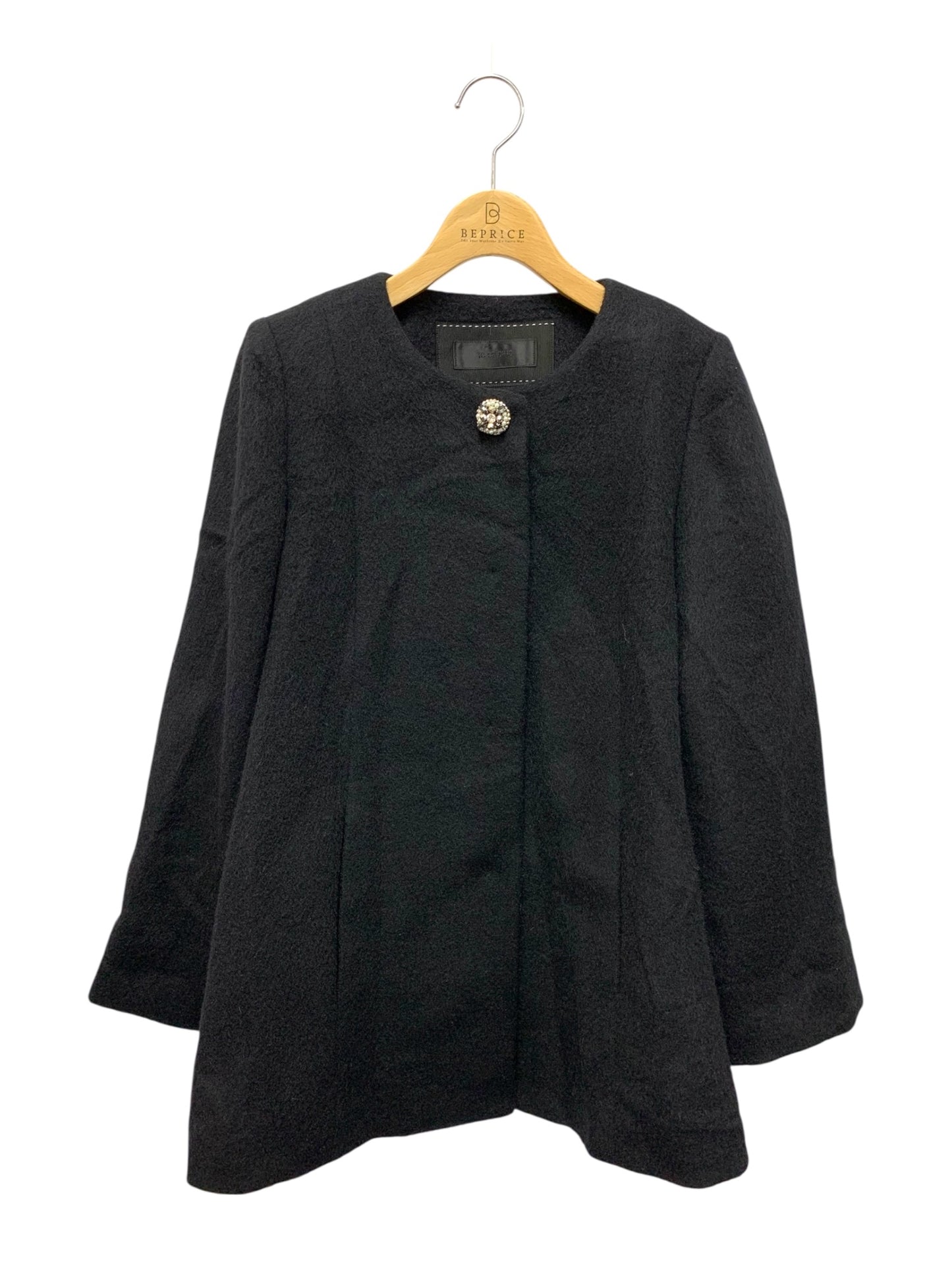 トゥービーシック W5B07-203-09 コート 40 ブラック ノーカラー アルパカ混 フェイクファー ITKXVW7SI79U 【SALE】