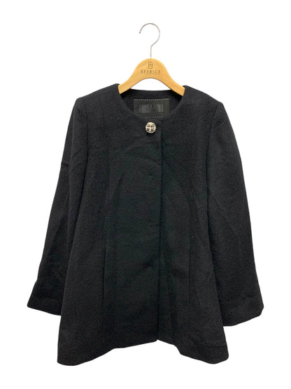 トゥービーシック W5B07-203-09 コート 40 ブラック ノーカラー アルパカ混 フェイクファー ITKXVW7SI79U 【SALE】