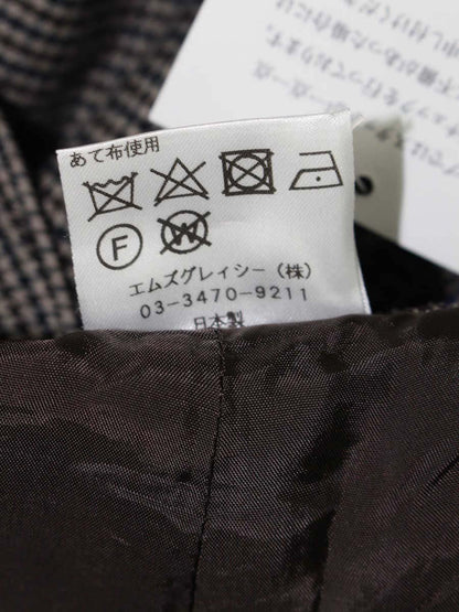 エムズグレイシー 726507 パンツ 38 グレー/ブラウン ハンドトゥース リボン ワイド ITAWO1KMXTYS