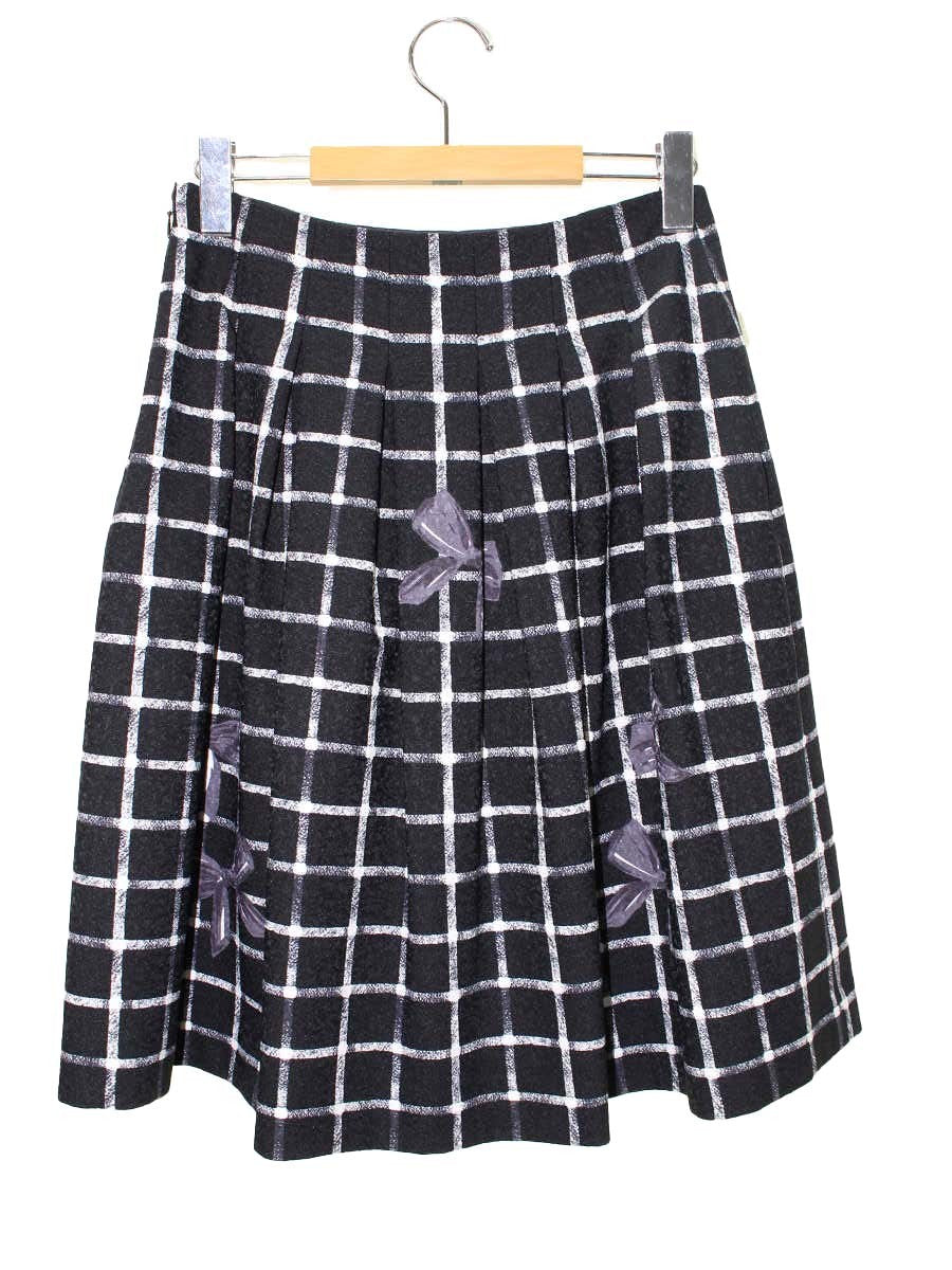 エムズグレイシー RibbonxCheck Skirt 817507 スカート 38 ブラック ITKG60YTQAIW