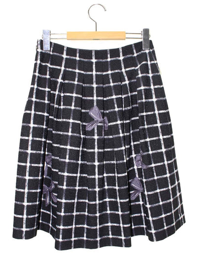 エムズグレイシー RibbonxCheck Skirt 817507 スカート 38 ブラック ITKG60YTQAIW