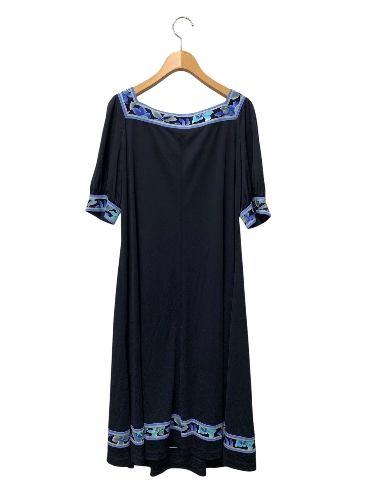 レオナールファッション 0130576 ワンピース L ネイビー カンカン素材 フラワープリント ITGW3UV0LSXM
