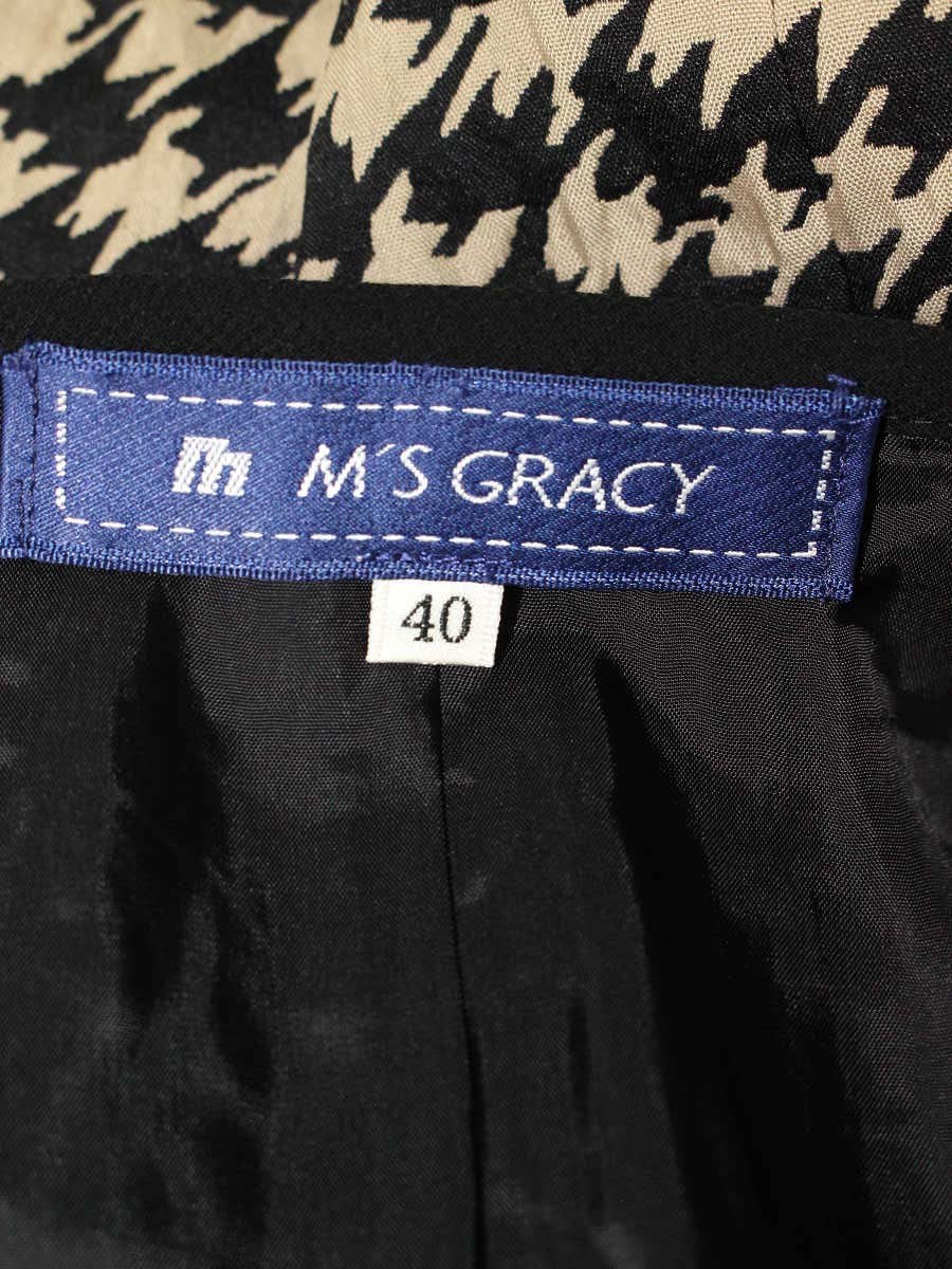 エムズグレイシー 427508 スカート 40 ブラック/ベージュ フレア 千鳥柄 IT0XXDTBPMOG