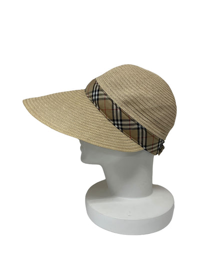 バーバリー ゴルフ BGK73--851-50 サンバイザー ベージュ 2way ストロー ノバチェック ITA3NE2FJJF4