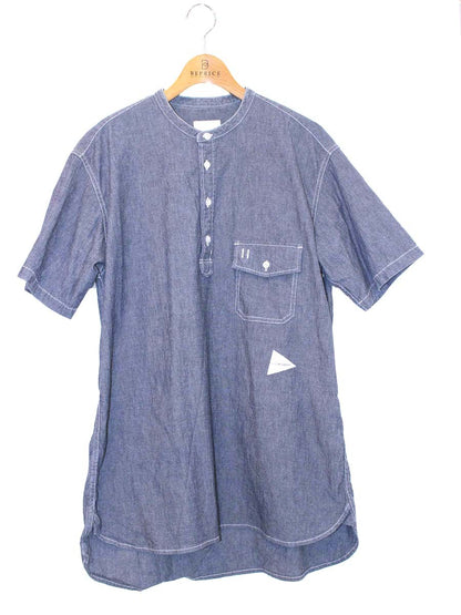 アンドワンダー ストレッチシャンブレー半袖シャツ 574-1183104 3 ブルー 21SS ITC6LU4I78NY