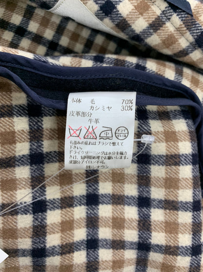 アクアスキュータム 6145721 ダッフルコート 9 ネイビー ウール カシミヤ フード チェック ITTK0EE77R18
