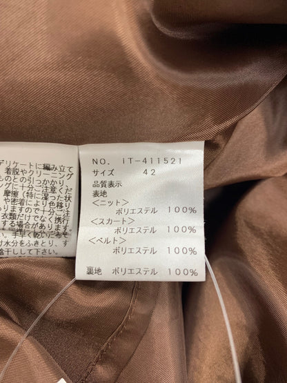 エムズグレイシー シルク風チェック柄ドッキング 411521 42 ブラウン チェック リボン ITY4LAMW5HA0 【SALE】