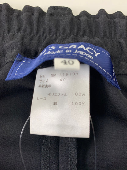 エムズグレイシー 416103 ワイドパンツ 40 ブラック フラワー刺繡 ITGMA3NKLIKG