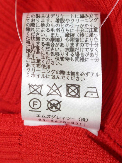 エムズグレイシー ニットカーディガン 818309 38 レッド 袖リボン ITYNVYFRQZG4