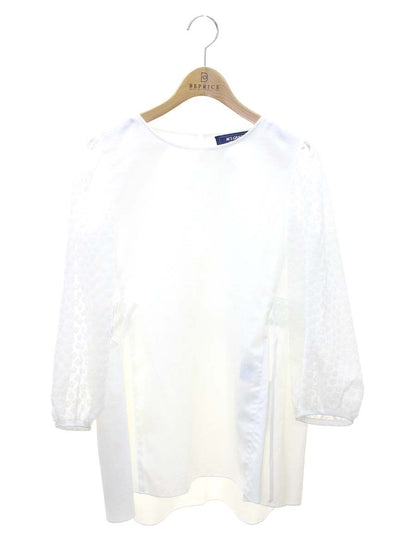 エムズグレイシー 410103 カットソー 38 ホワイト フラワーモチーフ パフスリーブ ITSN1XX33288