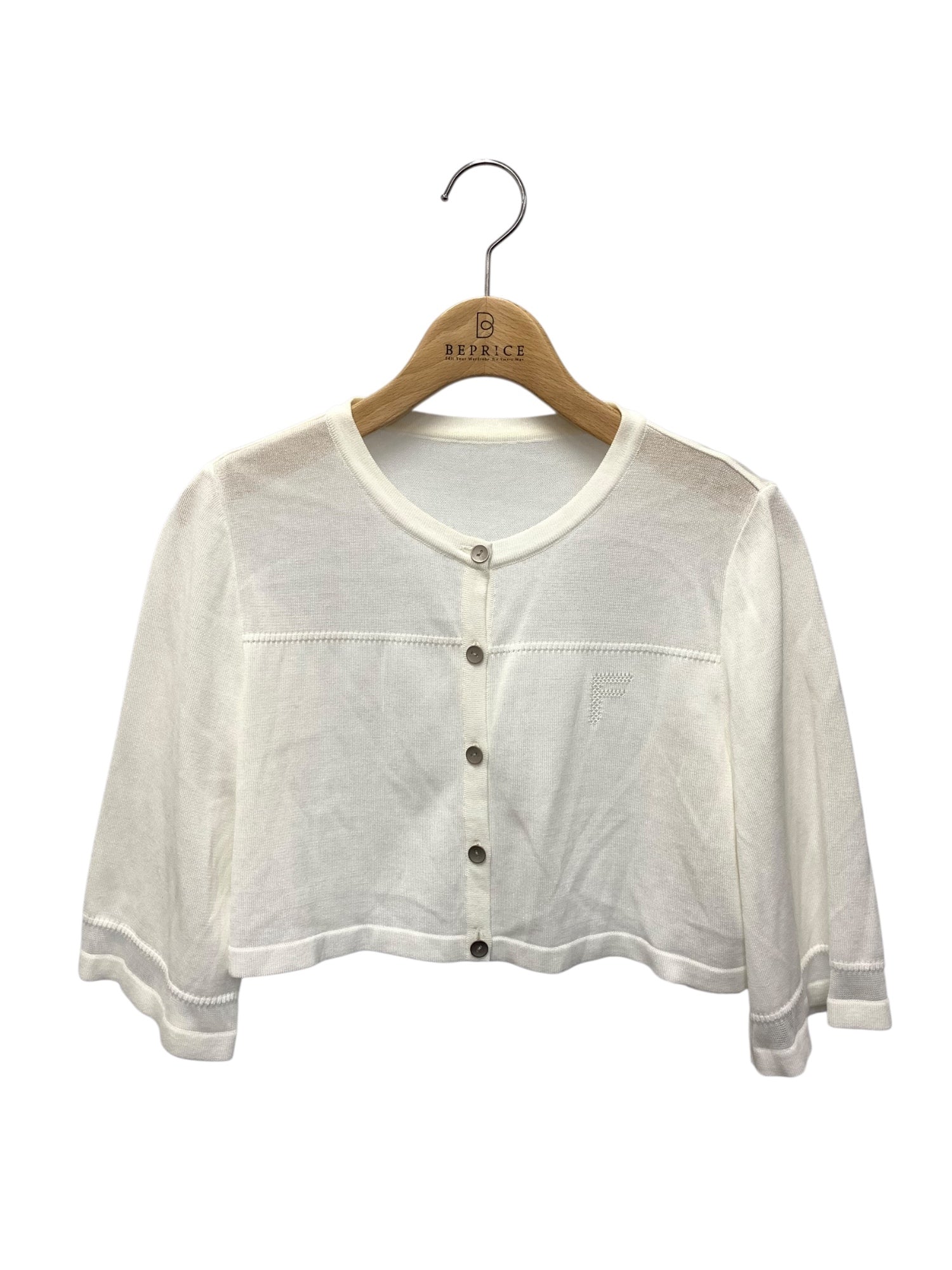 フォクシー カーディガン Fロゴ リップル ホワイト　40 フォクシーブティック Cardigan Ripple 39451 カーディガン リップル